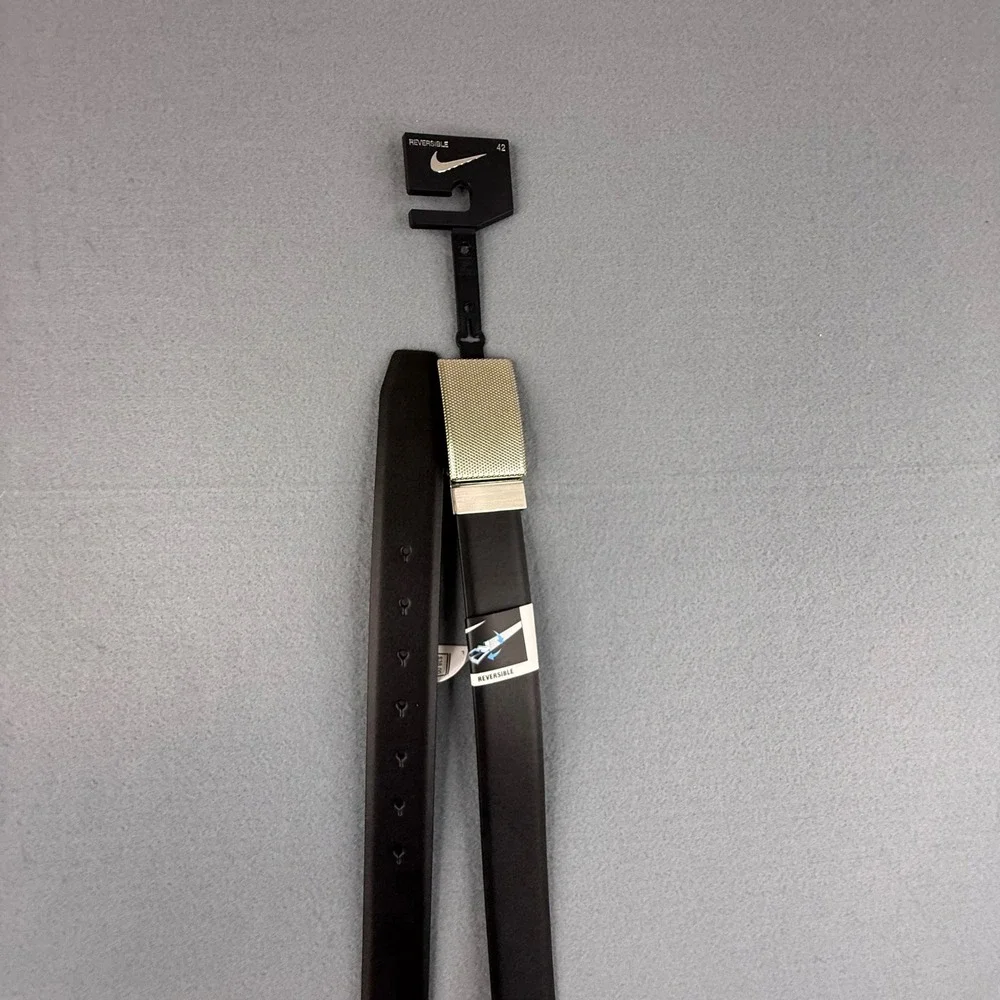 Nike Golf Belt Mens 42 Black Brown Reversible Textured Buckle New‎